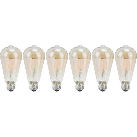 Ampoules LED à filament ST64 (lot de 6), culot E27, lumière chaude, verre doré, style antique vintage, décoration intérieure, 110 V (1/5)