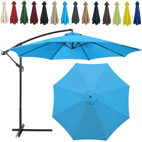 Auvent De Remplacement pour Parasol , Toile De Parasol Déporté Remplacement Pour Cour, Jardin, Plage, Protection UV,8ribs-270cm,Vert Foncé