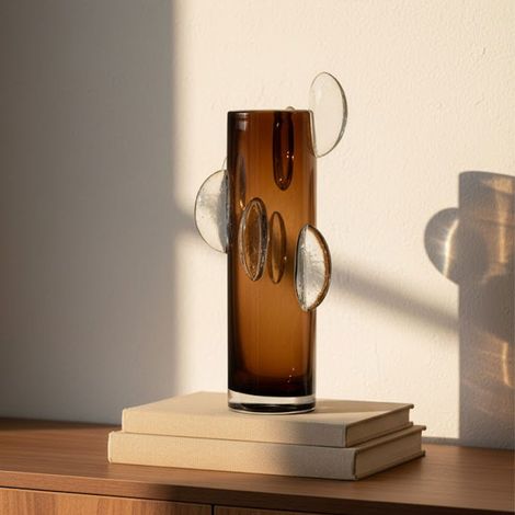 Vase verre marron 18x18x37cm