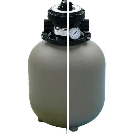 Filtre à sable de piscine, matériau HDPE, dimensions 35 × 62,5 cm, taille de connexion 48 mm, débit 7 m³/h, vanne multivoie à 4 positions (1/5)