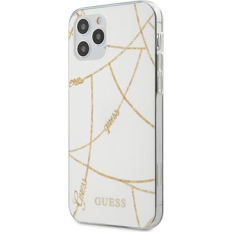 Funda para iPhone 12 Pro Max Guess Gold Chain Collection Blanca