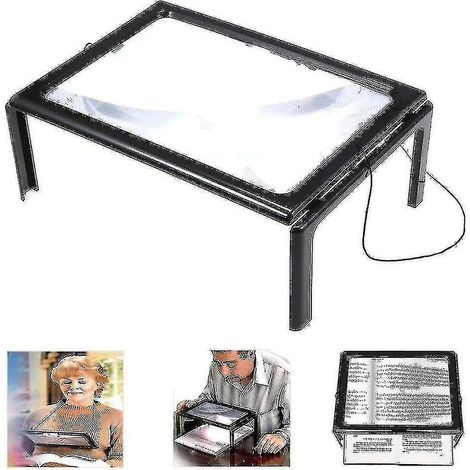 Loupe de Lecture LED Page Entière, Loupe Grossissante 3D avec Lumière pour Livres et Journaux