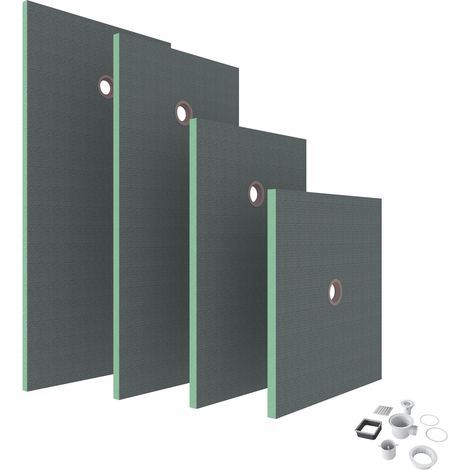 Pack de 2 receveur de douche prêt à carreler - 80x80x4 cm - Avec kit de bonde complet - En polystyrène extrudé, recoupable sur mesure, carré