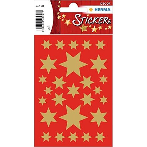 HERMA 3927 Adesivi natalizi, stelle dorate a 6 punte (81 adesivi, su carta opaca), autoadesivi, etichette adesive permanenti per Natale, regali, lavoretti, calendario dell’Avvento (1/2)