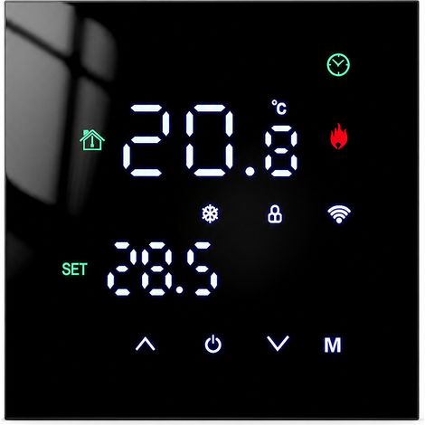 Thermostat Intelligent Tuya WiFi pour Chauffage au Sol Électrique, Contrôle par Application et Voix, Noir, 16A (1/5)