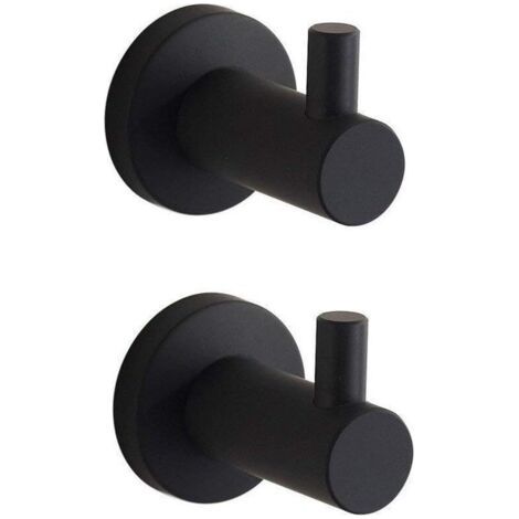 BUNTHAUS Peinture Noire Plat Crochet Porte-Serviettes Lot de 2 à Fixation Murale SUS304 en Acier Inoxydable Unique Robe de Vêtements Holder, L5 X H7 cm/Chaque (1/5)