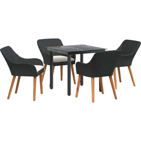 Maison Exclusive - Garten Essgruppe mit Kissen 5 pcs Schwarz Poly