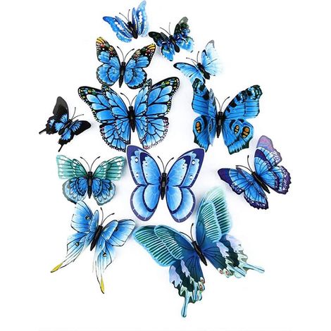 Stickers muraux papillons 3D à double aile, réalistes et polyvalents, pour décorer les murs de votre maison, s'harmonisant avec l'effet marbre ou verre. (1/3)