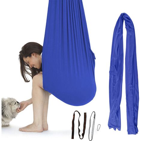 Hamac élastique pour enfants, lit suspendu élastique d'intérieur et d'extérieur, bleu foncé (1/5)