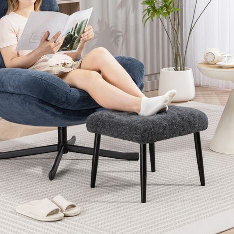 Repose-pieds ottoman avec coussin souple Pieds en acier Repose-pieds en tissu chenille,45 x 41 x 38 cm,gris foncé (1/5)