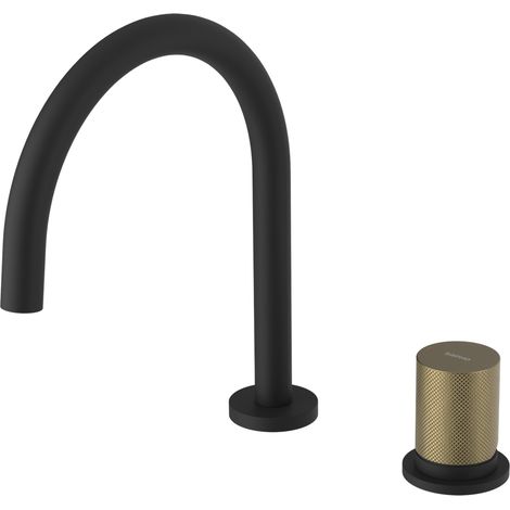 ULTRATAP Mitigeur de lavabo 2 trous, noir mat/or mat