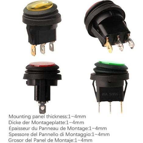Stück 12V 100A LED-Wippschalter, wasserdicht, runder Ein-/Ausschalter, für Auto, Boot, LKW (Rot) (1/5)