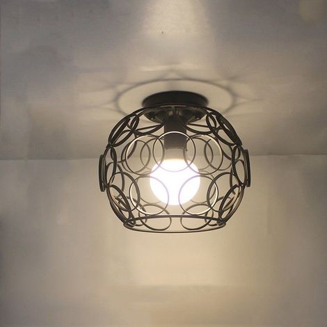 Vintage Lámpara de Techo Jaula de Hierro Luz Colgante Negro Interior para Decoración Café Restaurante Cocina (1/2)