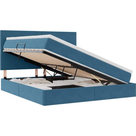 Maison Exclusive - LED-Speicherbett mit Matratze Dunkelblau 180 x