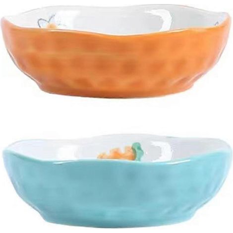 Lot de 2 gamelles pour hamster, gamelles en céramique pour nourriture et eau pour petits animaux (cochon d'Inde, chinchilla, hérisson) - Style 3 (1/5)