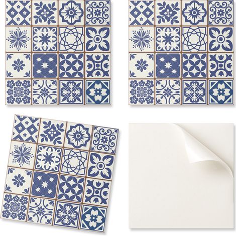 Paquete de baldosas de vinilo de f谩cil instalaci贸n con dise帽os decorativos de 20x20x20 cm.
