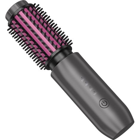 Cordless Thermal Brush, Ceramic Heating Brush with 4 Adjustable Temperatures, Portable Rechargeable Curling Iron, Heated Round Brush for Travel Styling (1/5)