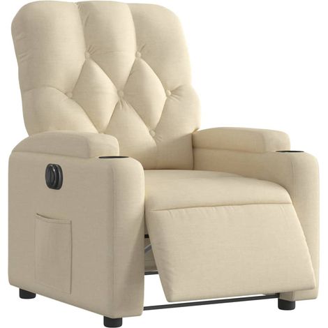 vidaXL Poltrona Elettrica Reclinabile Crema in Tessuto