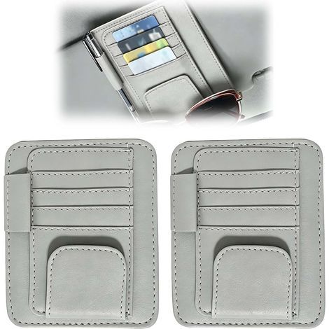 2PCS Car Sun Visor Organizers, Multifunctional PU Leather Storage Clip, Car Sun Organizer for Sunglasses, Cards and Accessories, Sun Visor and Visor Storage (1/5)