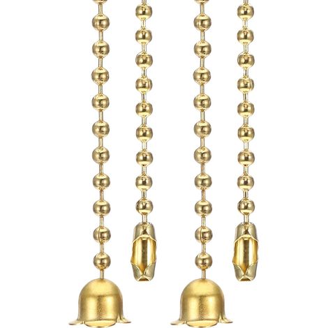 1M Chaîne de Traction Fleur Pendentif 2 Pcs Doré  3,3ft Rallonge de Cordon à Tirettes Perlées pour Ventilateur de Plafond Lustre, Lampe de Table, Interrupteur à Tirette (1/5)