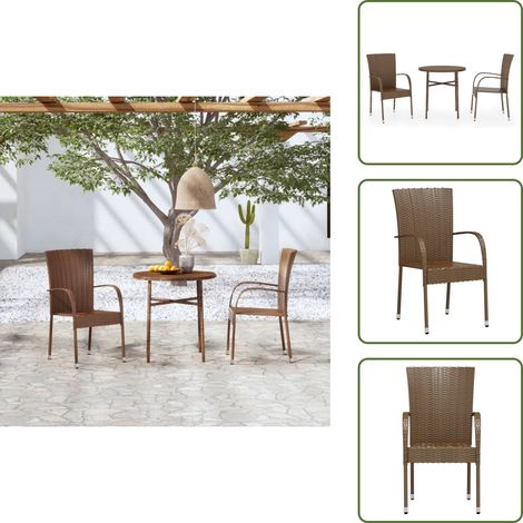 Rattan - vidaXL Set Mobili da Pranzo per Giardino 3 pz in Polyrattan Marrone - Polyrattan