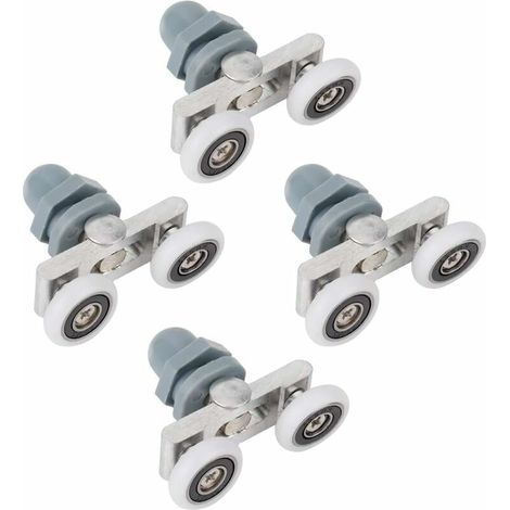 Lot de 4 roulettes pour porte de douche, durable, double coulissant, pour porte de salle de bain, roue en verre (23 mm) (1/5)