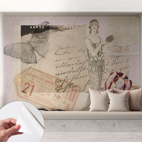 Fotomurale adesivo stickers - murali decorativo - soggiorno moderno - effetto realistico - Collage nostalgico 208x146 cm (1/5)