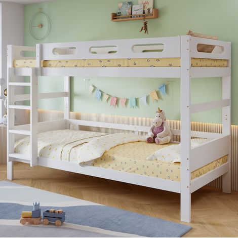 MEUBLIV Bettgestell 90x200 cm Weiß – Etagenbett mit Leiter und Absturzsicherung, ohne Matratze (1/5)