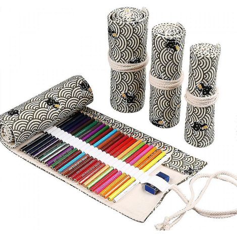 Trousse à crayons et stylos en toile à motif chat, faite main, pour garçons et filles (1/5)