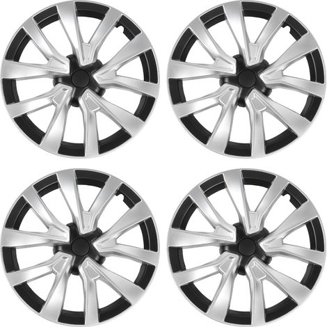 18-Zoll-Radkappen, 4er-Set, kompletter Ersatz für Tesla Model 3 (2017–2023), silber und schwarz (1/5)