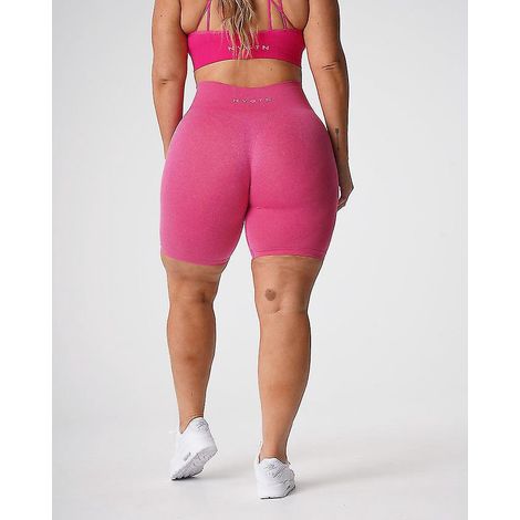 Nahtlose Profi-Shorts aus Spandex für Damen, Fitness, elastisch, atmungsaktiv, hüfthebend, Freizeit, Sport, Laufen – L-Fuchsia (1/5)