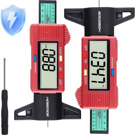 Digitaler Reifenprofilmesser 2er-Pack 0-25.4mm LCD Display mm/Zoll Umschaltung Rot (1/5)