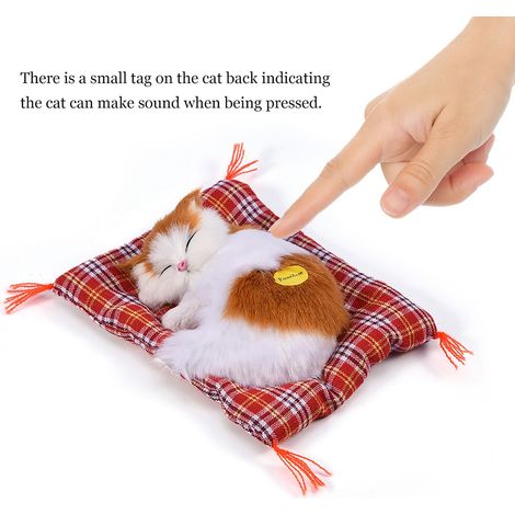 Schlafende Plüschkatze mit Geräuschen, Stofftier, Heimdekoration (gelb + weiß) (1/5)