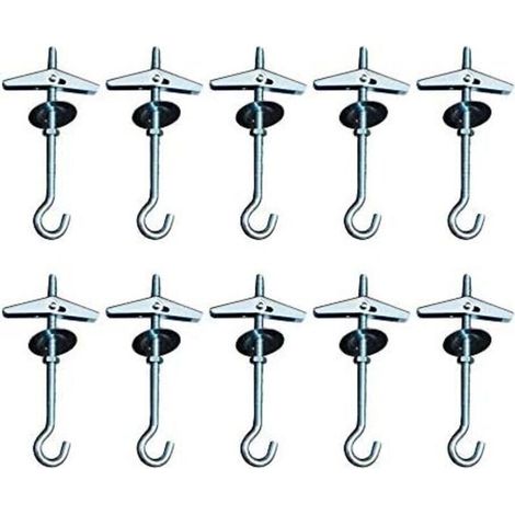 9cm Heavy Duty Crochets De Plafond Swag Suspendus Crochets À Bascule Boulon Ailes Crochet,pour L'installation Au Plafond Suspendu Plantes Fixation Murale Crochets D'orchidées(10)