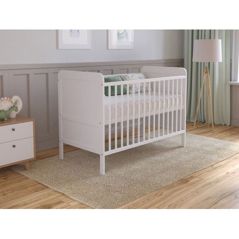 Lit Bebe Evolutif Avec Matelas - Lit Bebe Set Complet 120x60 cm Bois,Blanc convertible (1/5)