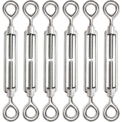 6-teiliges M6-Seilspannschrauben-Set, verstellbare Seilspannschrauben aus Edelstahl 304, Öse und Öse für Drahtspanner, Stahlseil, Seilhaken, Spannerzubehör (1/5)
