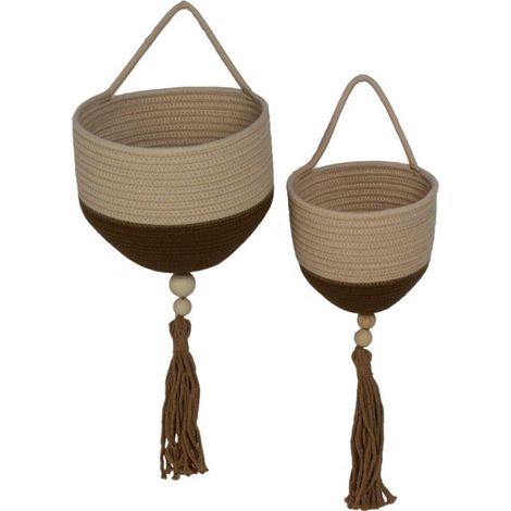 Cesto pensile in cotone in set di 2, Ø25H20 cm (1/2)