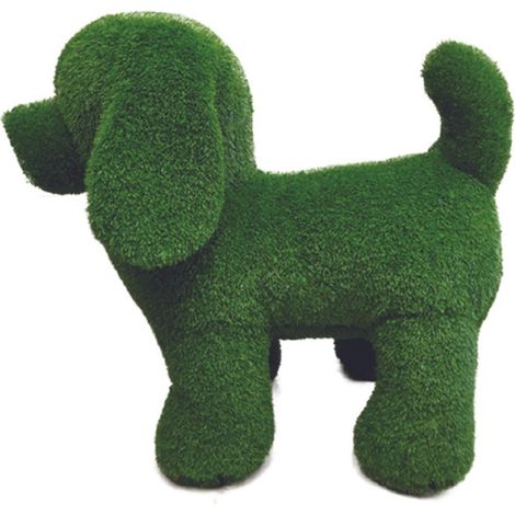 Jardinex – Peluche de jardin chien en gazon synthétique – H.35 cm – Résistant aux intempéries – Installation facile avec sardines – Décoration extérieure