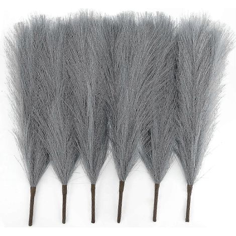 6 brins de fausse herbe pampa, 43-45cm, bouquet de fleurs séchées artificielles, plumeau décoratif pour maison et événements (1/5)