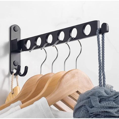 Sèche-Linge Mural Pliable Aluminium, Balcon, Salle de Bain, Cuisine, Extensible, Espace Gain, Blanc (1/5)