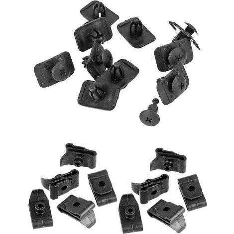 10 clips de fixation pour écrous de passage de roue et 10 clips de fixation pour rivets de passage de roue noirs QAQ (1/5)