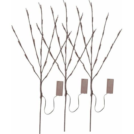 Hengda Branch Lights 3pcs avec 60 LED Guirlandes lumineuses de Noël Déco Branches Lampe Marron à piles 70cm - Noir (1/5)