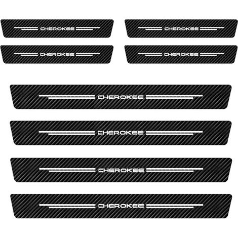 (8 pièces Cherokee) Protections de seuil de porte en fibre de carbone pour Jeep Grand Cherokee 2007-2021 (1/3)