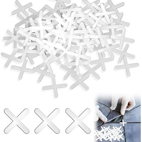 1000 Croisillons Autonivelants 2mm, Espaceurs et Niveleurs de Carrelage, Pour Pose Parallèle et Perpendiculaire, Adaptés aux Céramiques, Marbre et Mosaïques, Pour Intérieur et Extérieur (1/5)