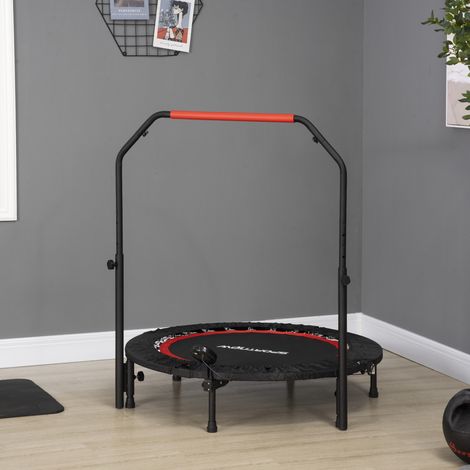 Mini trampoline avec écran LCD,trampoline de 102 cm,poignée réglable en hauteur dans 4 directions jusqu’à 100 kg pour un entraînement efficace