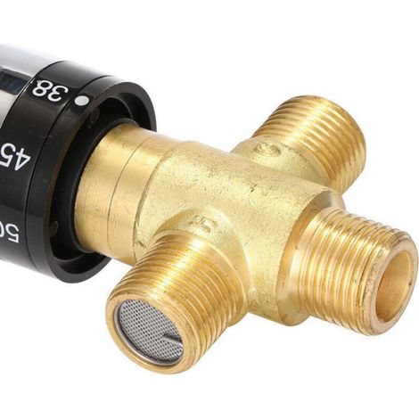Mitigeur Thermostatique - Laiton Massif - Réglage Température 20 À 50 °C - Bouton Sécurité 38 °C - Pour Salle De Bain - 1 Pièce (1/4)