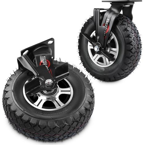 2 Roulettes Pivotantes avec Frein Charge Lourde 250mm pour Extérieur Roues Gonflables 340KG Antichocs avec Treads Anti-Dérapants pour Chariots, Atelier, Meuble Jardin et Équipement Lourd et Industrie (1/5)