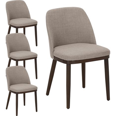 chaises Salle Manger Lot de 4, Chaise Cuisine avec Base en Bois épaisse, chaises de Cuisine rembourrées avec Pieds en Bois Massif et Coussin d'assise épais, chaises Modernes pour Cuisine, Camel (1/5)
