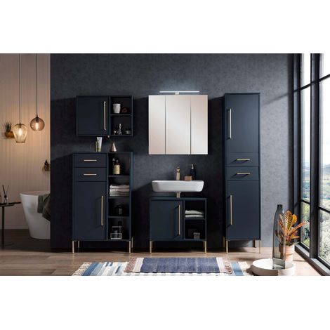 Badezimmer Set inkl. Beleuchtung KELLA-80 in nachtblau, B/H/T: ca. 207,6/184,3/33,1 cm (1/5)