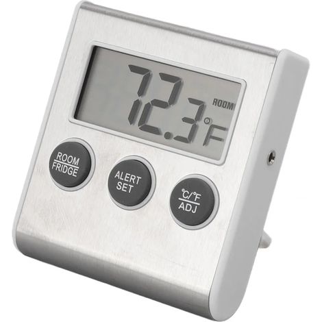 Thermomètre numérique pour réfrigérateur avec fonction d'alarme et mémoire, petit thermomètre pour congélateur aimanté pour usage en laboratoire, blanc (1/5)